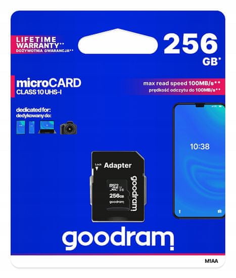 GoodRam Paměťová karta microSDXC M1AA 256GB + adaptér