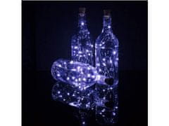 commshop Zátka s LED světýlky do láhve, 2m, studená bílá