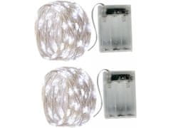 AUR Vánoční mikro řetěz na baterie, studená bílá, 2m, 20 LED