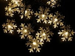 AUR Vnitřní LED vánoční řetěz se sněhovými vločkami - teplá bílá barva, 6m, 50 LED