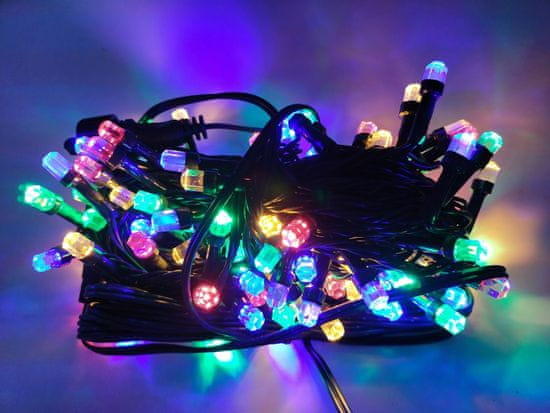 AUR Venkovní LED vánoční řetěz s šestihrannými LED diodami, různobarevná, 20m, 200 LED