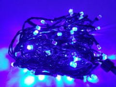 AUR Venkovní LED vánoční řetěz s velkými šestihrannými LED diodami, modrá, 10m, 100 LED