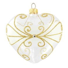 Decor By Glassor Vánoční srdíčko čiré zlaté ornamenty (Velikost: 10)