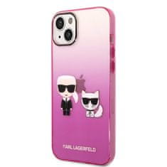 Karl Lagerfeld Lagerfeld Gradient Karl and Choupette Zadní Kryt pro iPhone 14 Plus Pink