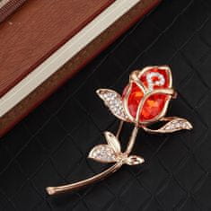 Pinets® Brož červená růže s kubickou zirkonií