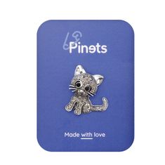 Pinets® Brož stříbrné koťátko s kubickou zirkonií