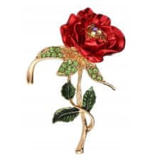Pinets® Brož krásná červená růže s kubickou zirkonií