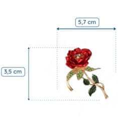 Pinets® Brož krásná červená růže s kubickou zirkonií