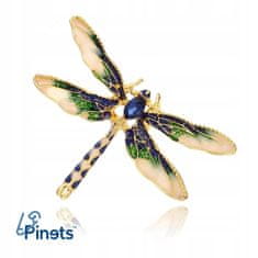Pinets® Brož modrá a zelená vážka zdobená kubickou zirkonií a křišťálem