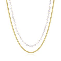 S'Agapõ Dvojitý pozlacený náhrdelník s perlami Wisdom SWI06