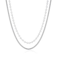 S'Agapõ Dvojitý ocelový náhrdelník s perlami Wisdom SWI05