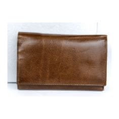 FLW Hnědá kožená peněženka z pevné kůže bez značek a nápisů