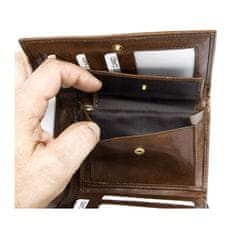 FLW Hnědá kožená peněženka z pevné kůže bez značek a nápisů