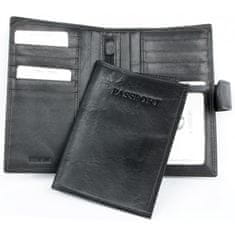 FLW Velká černá peněženka z měkké kvalitní kůže s vyjímatelným pouzdrem na cestovní pas