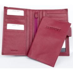 FLW Velká růžová peněženka z měkké kvalitní kůže s vyjímatelným pouzdrem na cestovní pas
