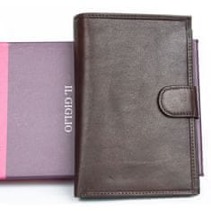 FLW Velká tmavě hnědá peněženka z měkké kvalitní kůže s vyjímatelným pouzdrem na cestovní pas