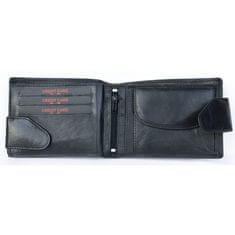 FLW Větší černá pánská kožená pánská peněženka se sponou