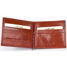 FLW Kožená červená peněženka dolarka z kvalitní kůže s nerezovou vyklápěcí sponkou na bankovky uvnitř