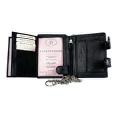 FLW Černá pánská kožená peněženka s 45 cm dlouhým řetězem a karabinkou