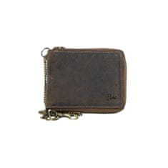 FLW Kožená peněženka dokola na kovový zip s řetězem