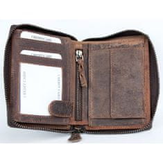FLW Kožená peněženka s býkem dokola na kovový zip