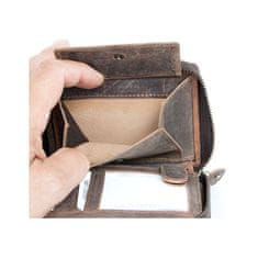 FLW Kožená peněženka s býkem dokola na kovový zip