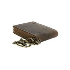 FLW Kožená peněženka dokola na kovový zip s řetězem
