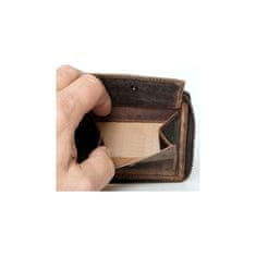 FLW Kožená peněženka z přírodní kůže býčí lebkou celá na kovový zip