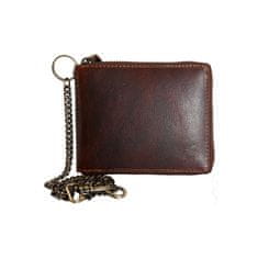 FLW Celá kožená peněženka dokola na kovový zip s řetězem