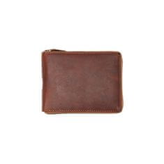 FLW Celá kožená peněženka dokola na kovový zip bez značek a nápisů