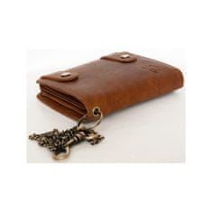 FLW Velká kožená peněženka se žralokem a 50 cm dlouhým kovovým řetězem a karabinkou