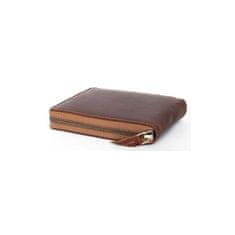 FLW Celá kožená peněženka dokola na kovový zip bez značek a nápisů