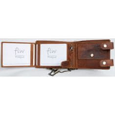 FLW Celá kožená peněženka s 50 cm dlouhým řetězem bez značek a nápisů