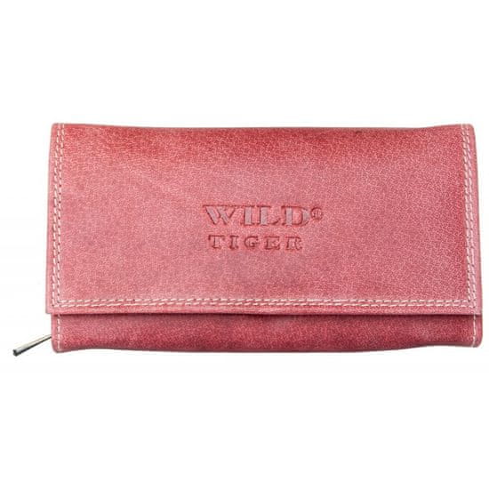 Zbroja Dámská mdle červená peněženka Wild Tiger z bytelné přírodní kůže