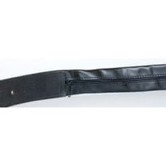 FLW Černý kožený opasek šířka 39 mm, délka 105 cm s kapsou na zip v délce téměř celého opasku