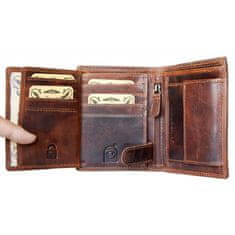 FLW Celá kožená peněženka z pevné hlazené hovězí kůže s ochranou dat (RFID) s křídlem