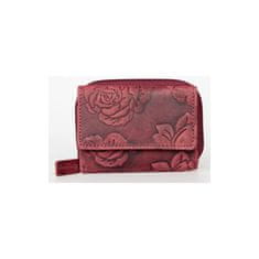FLW Růžová kapesní maličká peněženka s růžemi s ochranou dat (RFID)