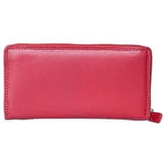 FLW Červená peněženka celá na zip z měkké kůže s ochranou dat (RFID)