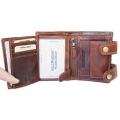 FLW Motorkářská kožená RFID (s ochranou Vašich dat na kartách) peněženka Bull-Burry s 50 cm dlouhým kovovým řetězem a