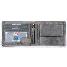 FLW Kožená šedá peněženka z pevné hovězí kůže s býkem RFID