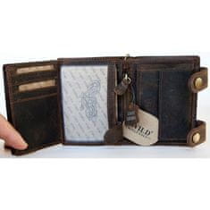 FLW Kožená peněženka s kamionem, se dvěma upínkami a 45 cm dlouhým kovovým řetězem a karabinkou s ochranou dat na kartách