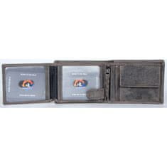 FLW Kožená šedá peněženka z pevné hovězí kůže s býkem RFID