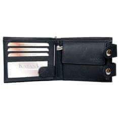 Černá celokožená motorkářská peněženka s 45 cm dlouhým řetězem a karabinkou s ochranou dat na kartách (RFID)