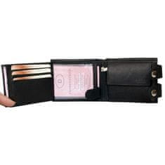 FLW Černá celokožená motorkářská peněženka s 45 cm dlouhým řetězem a karabinkou s ochranou dat na kartách (RFID)