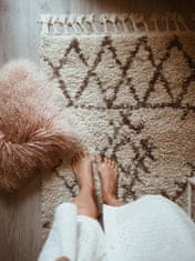 Dywany Lusczów Kusový shaggy koberec BERBER FEZ krémový, velikost 70x300