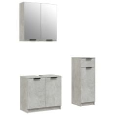 Greatstore 3dílná sada koupelnových skříněk betonově šedá kompozitní dřevo