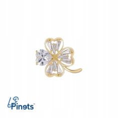 Pinets® Ozdobný špendlík jetel pozlacený 14karátovým zlatem s kubickou zirkonií