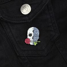 Pinets® Ozdobný špendlík lebka s květem růže měsíce