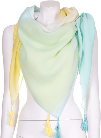 Aleszale Jarní šátek, třásňový šátek OMBRE - zelená