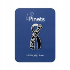 Pinets® Ozdobný špendlík smuteční stuha s potiskem psích kočičích tlapek